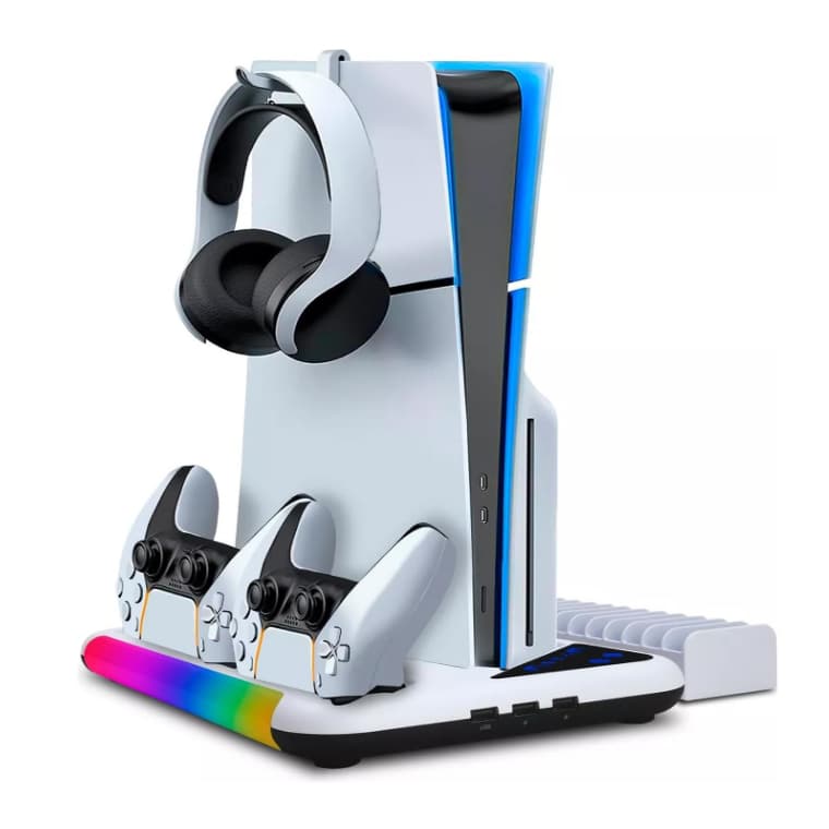 Suporte Cooler Resfriamento PS5 Normal PS5 Slim Ps5 Pro Carrega 2 Controles