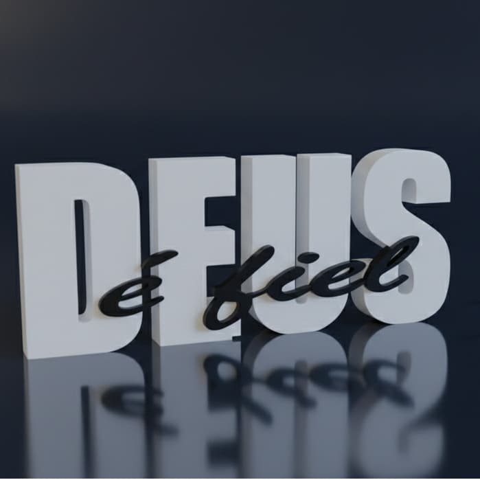 Letreiro Deus é Fiel Decorativo | Escultura Cristã 3D Minimalista Fé e Inspiração para Sala, Quarto