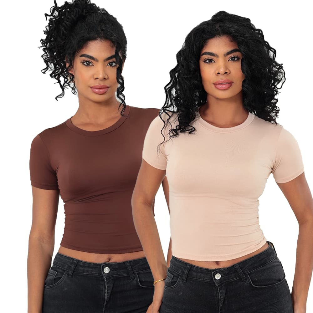 Baby Tee Feminina  Blusa Slim Fit Manga Curta - Blusa de Compressão