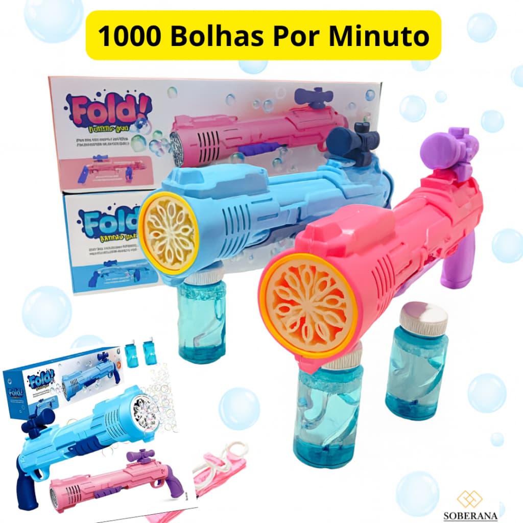 Lança Bolhas Brinquedo Arma Bolha Sabão Pistola com Led Menino Menina Bazuca