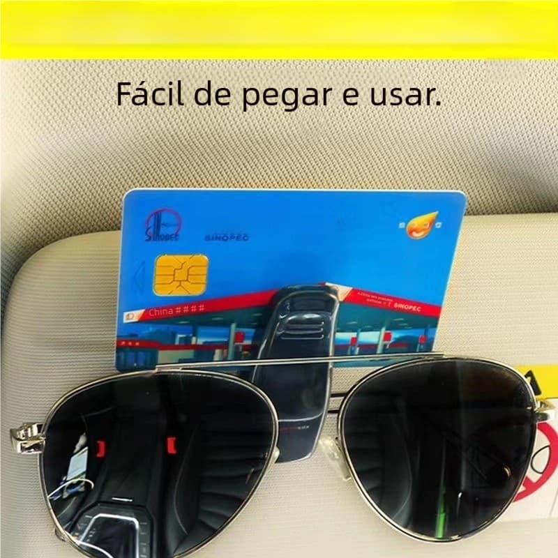 Clip Porta-Óculos de Sol Universal – Carro Visor, Porta-Cartões e Caneta Acessório