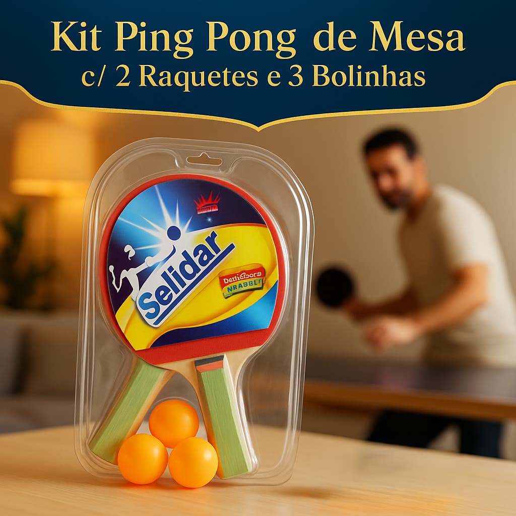 Kit Completo Ping Pong com Raquetes Profissionais Bolinhas Extra Tênis de Mesa