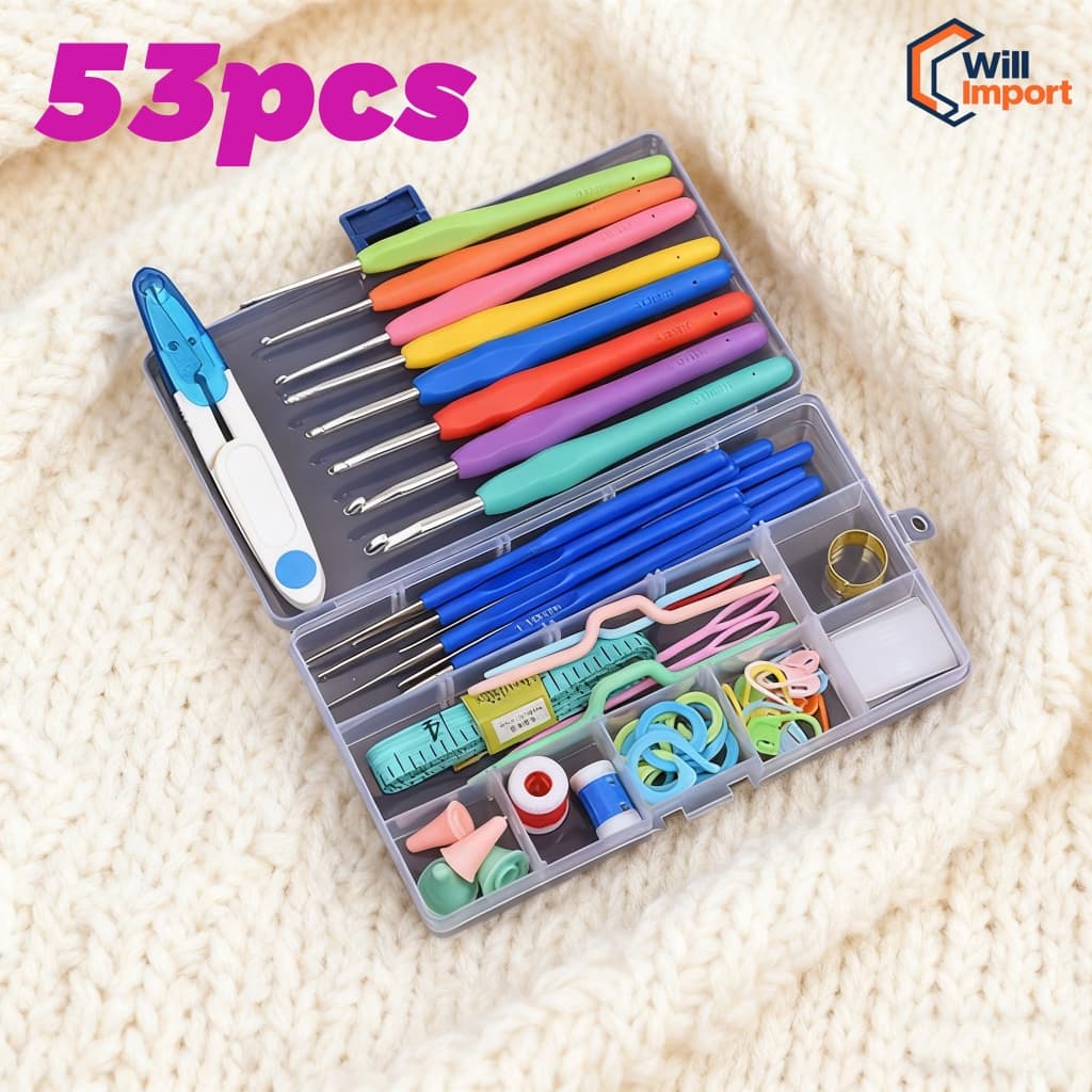 Kit Crochê Completo Para Fazer Amigurumi Agulhas Acessórios