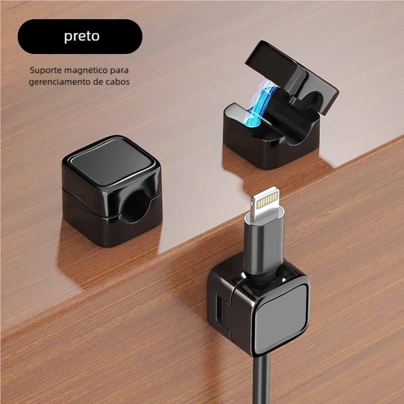 Organizador de Cabos Magnético - Fixador de Fios Autoadesivo, Prático e Portátil para Casa e Escritório