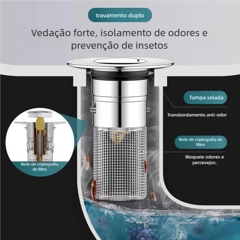 Filtro Multifuncional de Drenagem - Apanhador de Cabelo para Chuveiro! Tampa substituição banheira, anti-obstrução