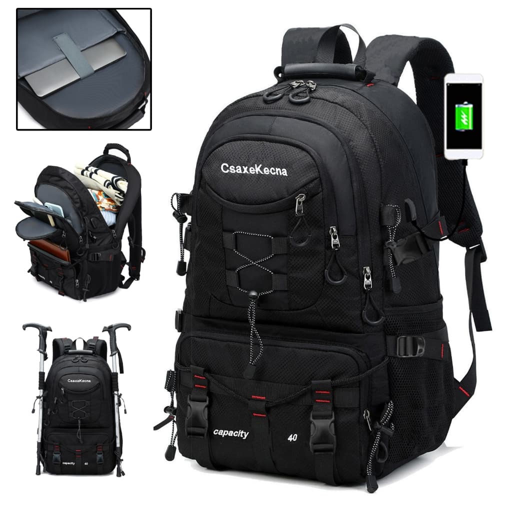 Mochila Masculina Multiuso Viagem, Mochila para Laptop 17.3 Polegadas, Resistente à Água para Caminhada e Camping