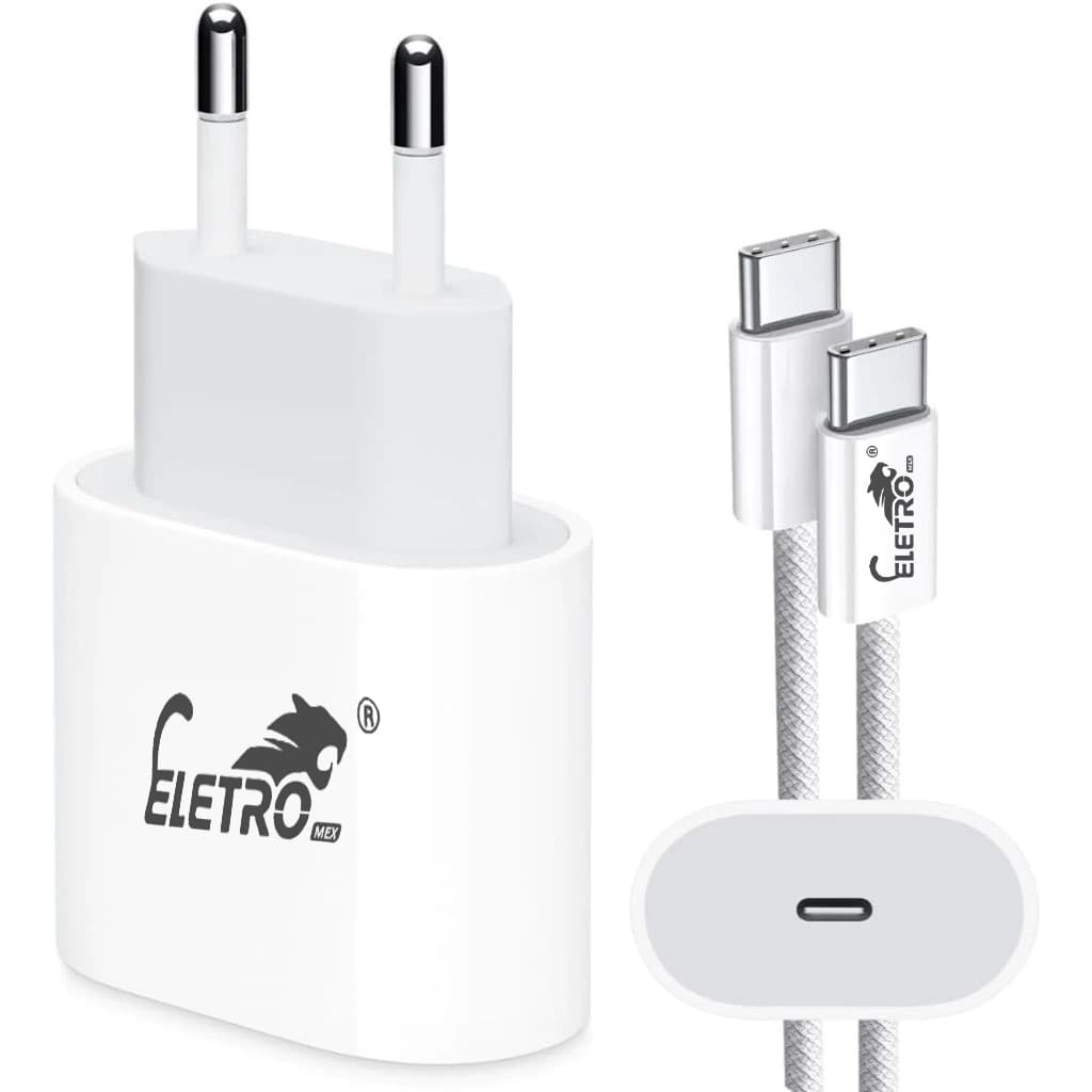 Carregador Turbo Turbo de 30W com Lightning para iOS e Cabo USB-C - Envio Rápido