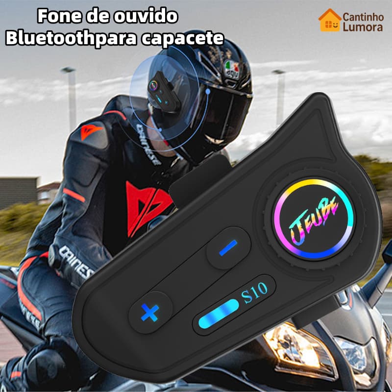 Intercom Bluetooth 5.4 para Capacete Moto IP67, 24h Bateria, Cancelamento de Ruído, Chamadas e Música