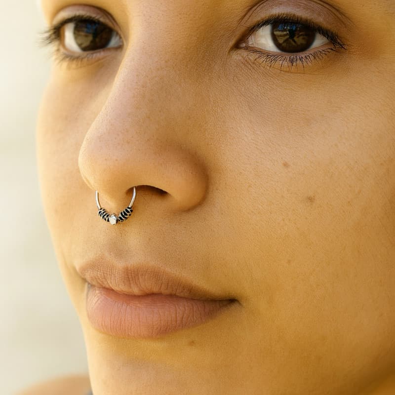 Piercing para Furo boho Argola Indiana Prata 925