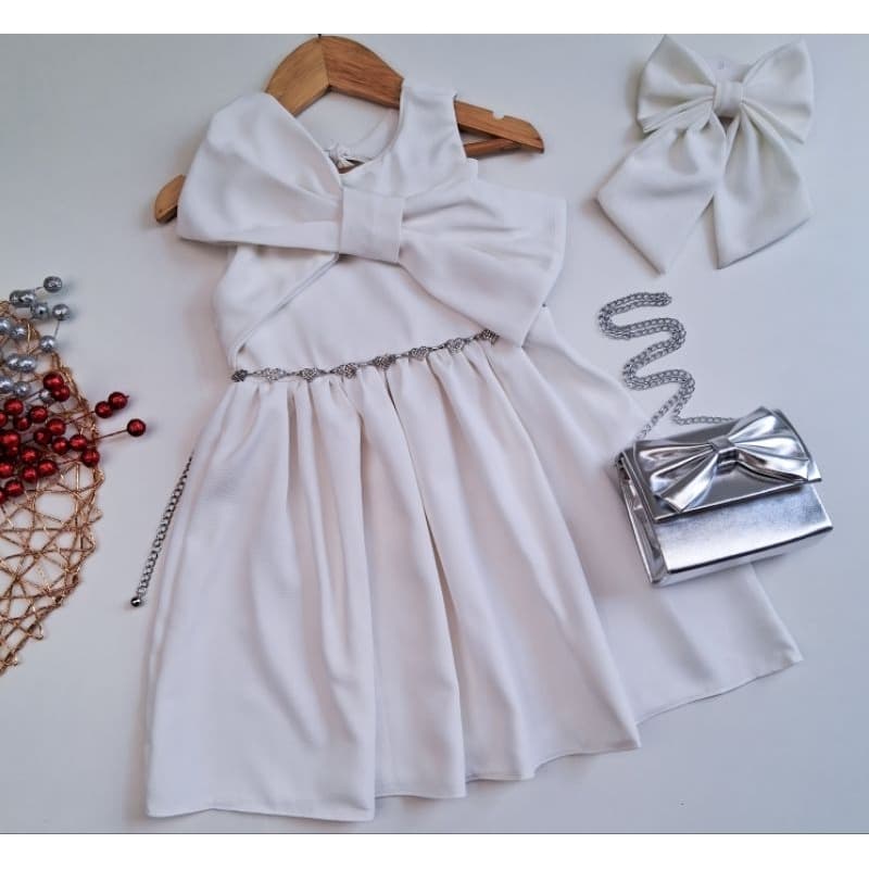 Vestido infantojuvenil look de natal e ano novo para meninas