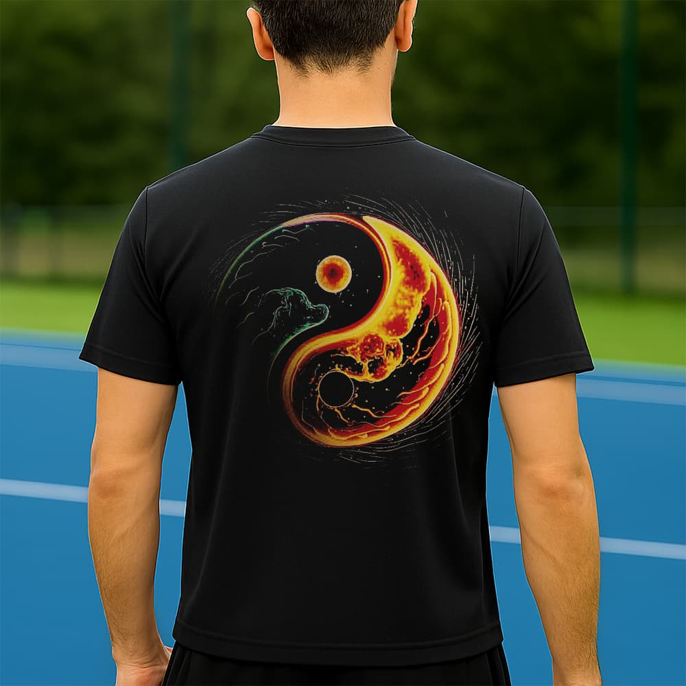 Camiseta Dry Fit Masculina Estampada Ying e Yang Elemental P ao GG Leve Respirável Academia Treino