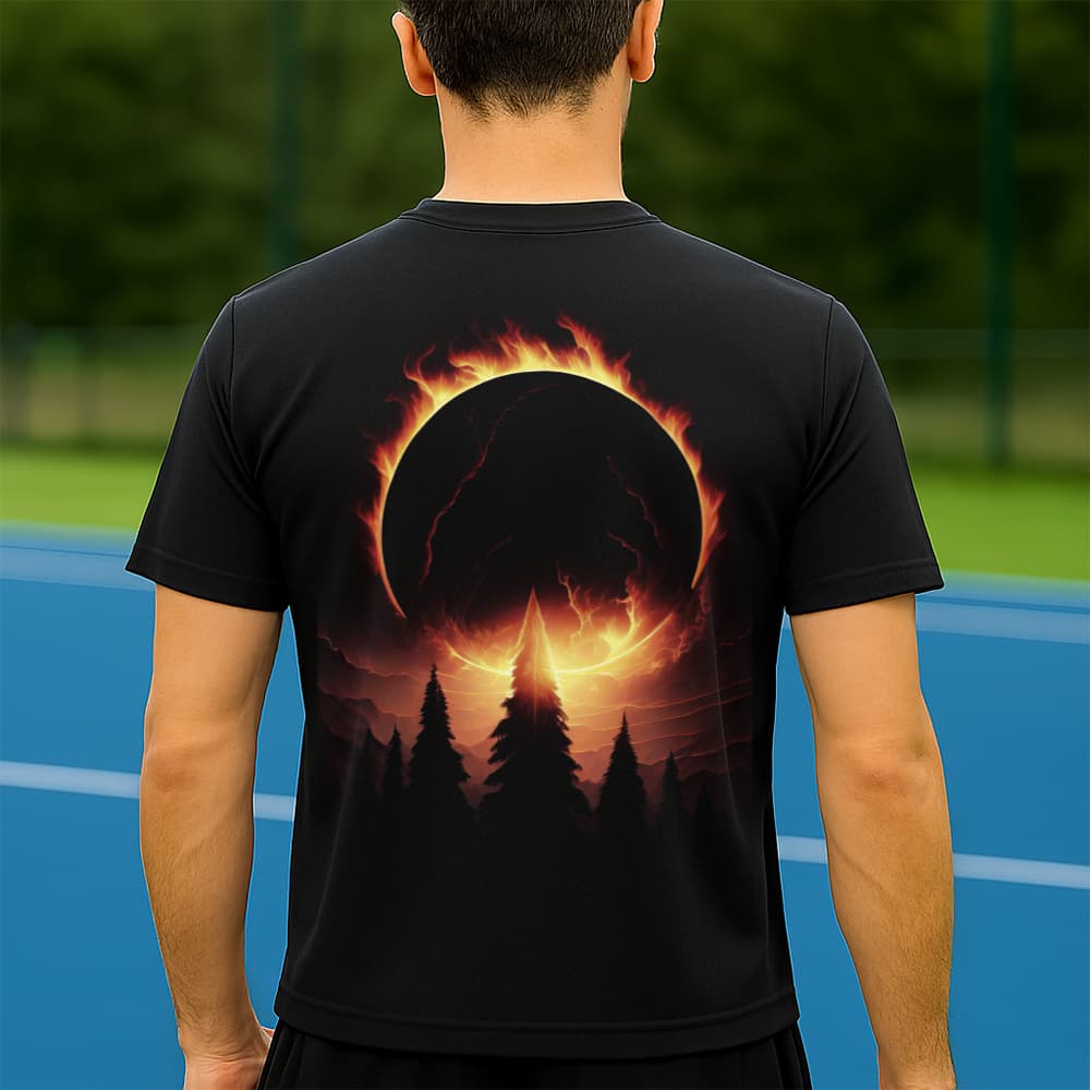 Camiseta Dry Fit Masculina Estampada Céu em Chamas P ao GG Leve Respirável Academia Treino