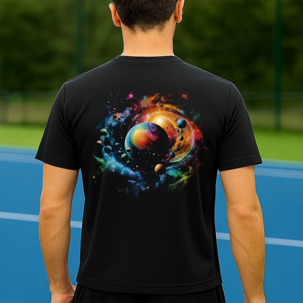 Camiseta Dry Fit Masculina Estampada Universo Colorido P ao GG Leve Respirável Academia Treino