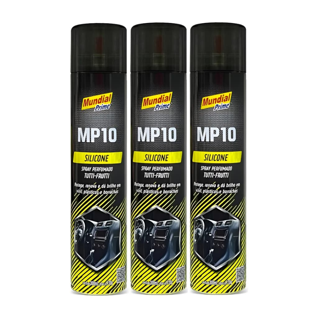 03 Silicone Spray 300ml Conserva Sem Ressecar Capotas Vinil Brilho Tutti Fruti - Mundial Prime