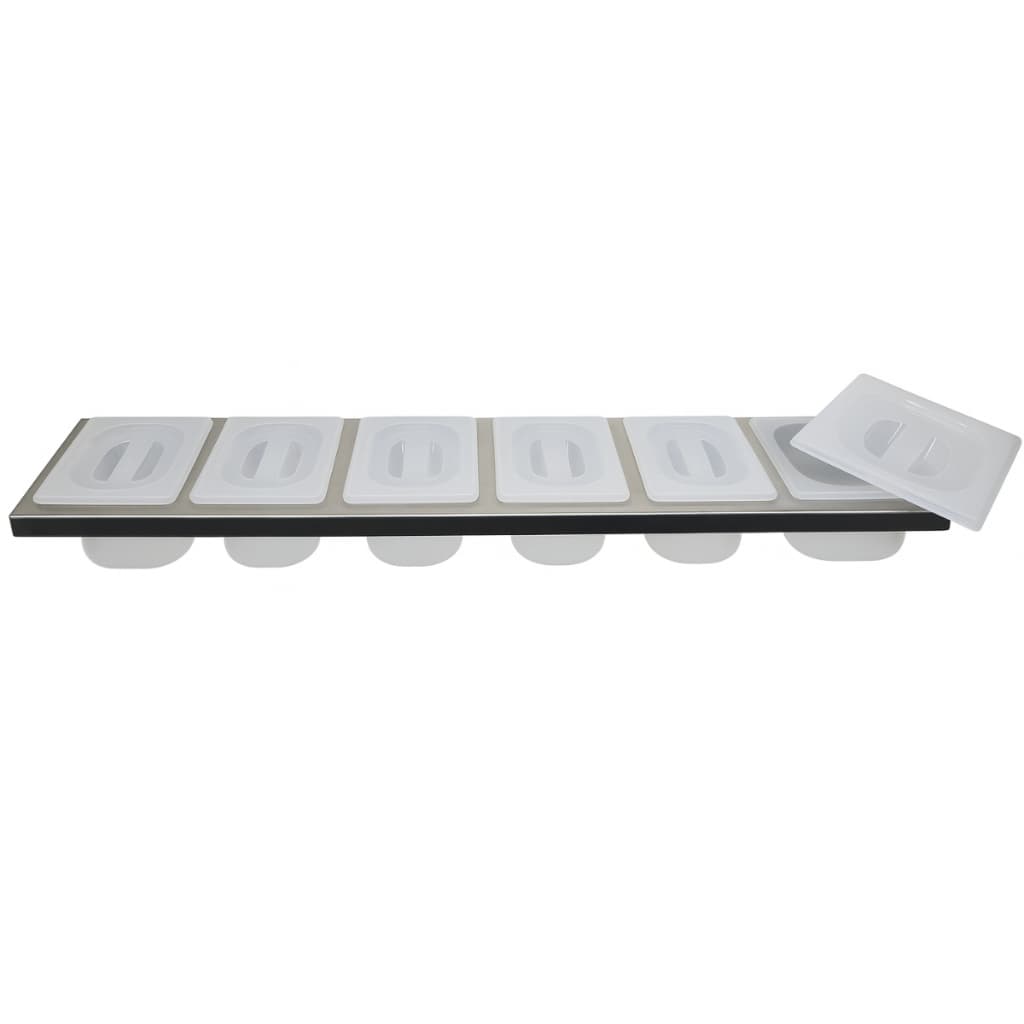Divisória de Alimento 6 Cubas Organizador Prático  de Uso Comercial  Sorvete Suporte Inox Pastelaria Organizador