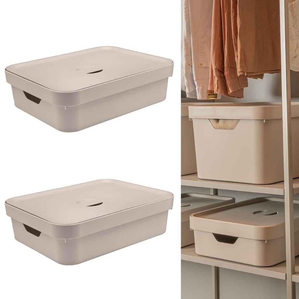 Kit 2 Caixa Organizadora Cube OU Bege 16 Litros Closet Armário Despensa