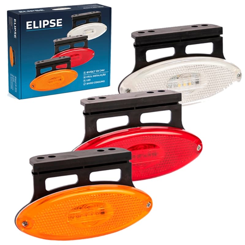 Lanterna sinaleira universal led Elipse bivolt 12v 24v saída Fios Led com suporte