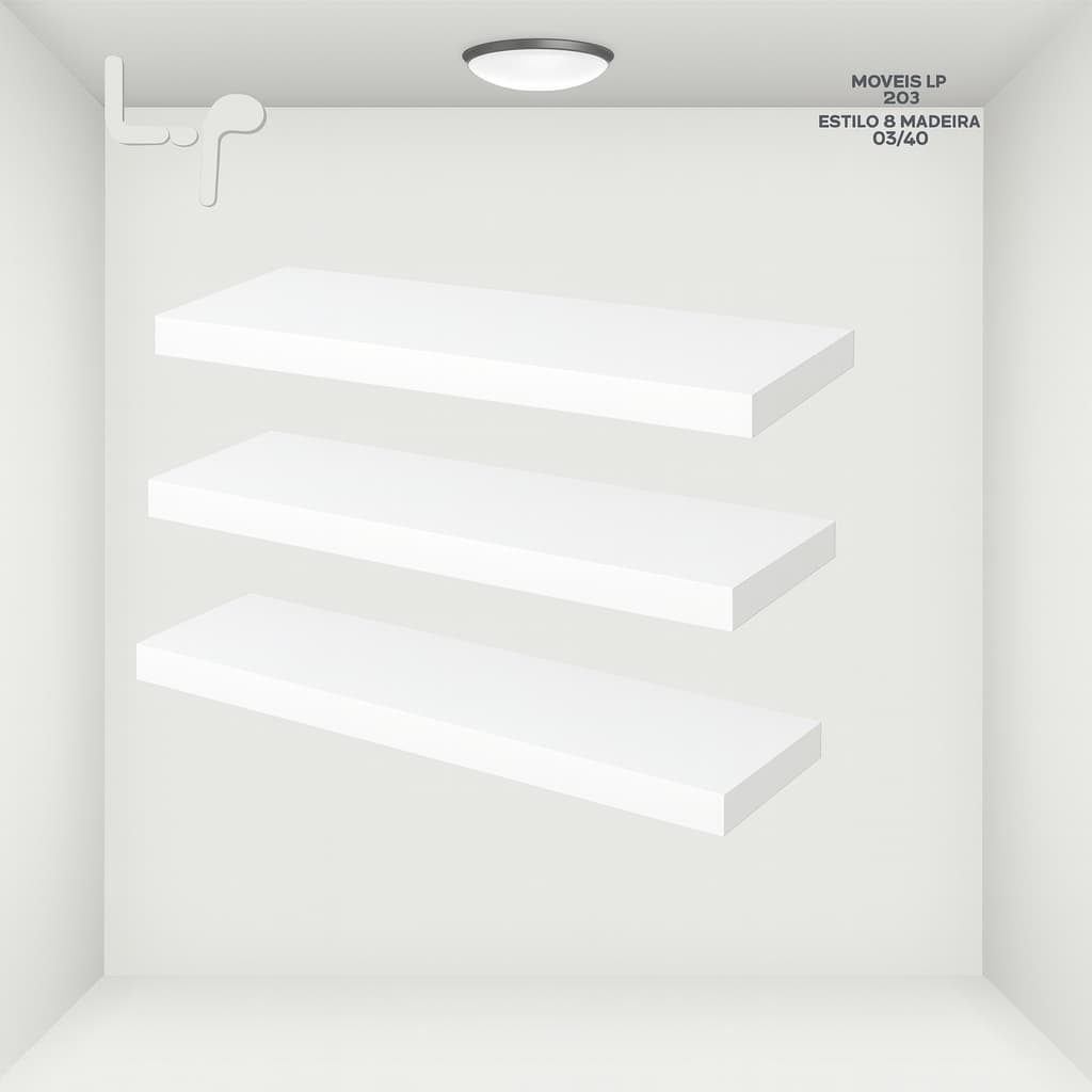 Kit 3 Prateleiras Flutuantes 120x25cm 100% MDF – Suporta até 25Kg LUXO
