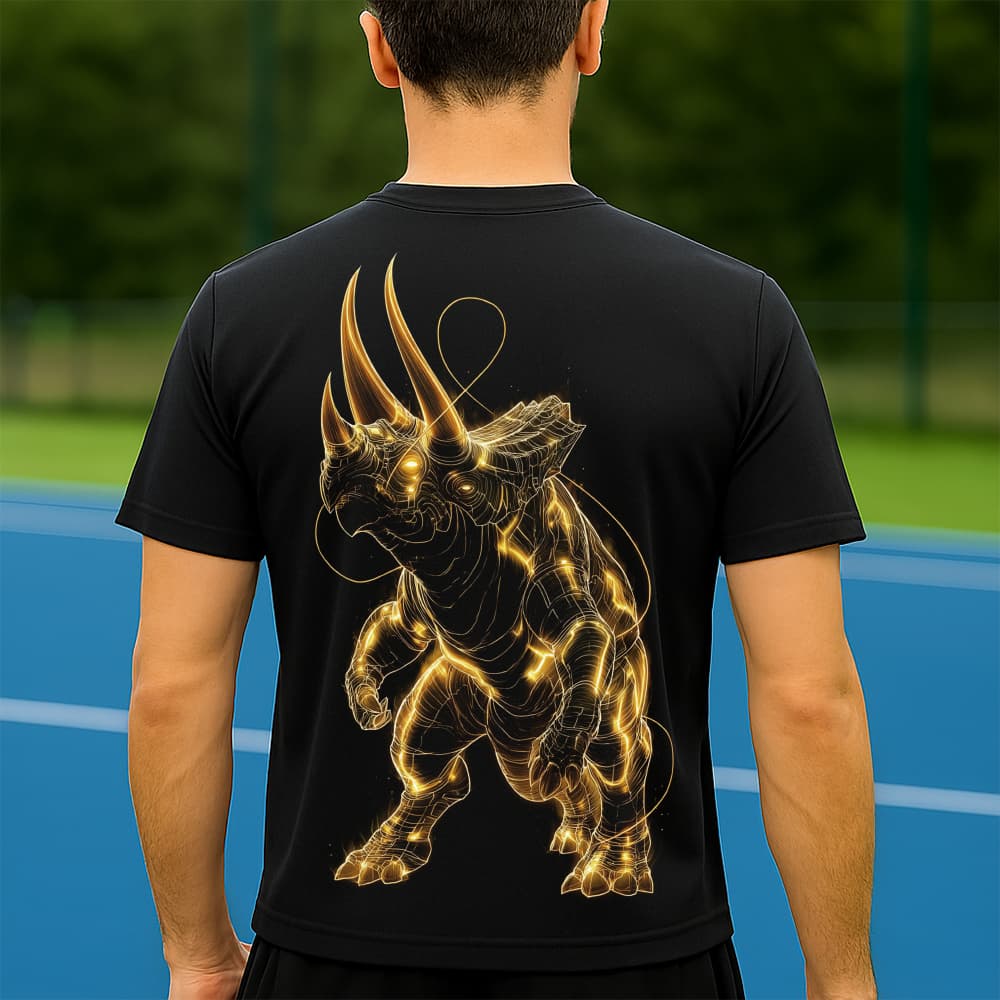 Camiseta Dry Fit Masculina Estampada Triceratops P ao GG Leve Respirável Academia Treino