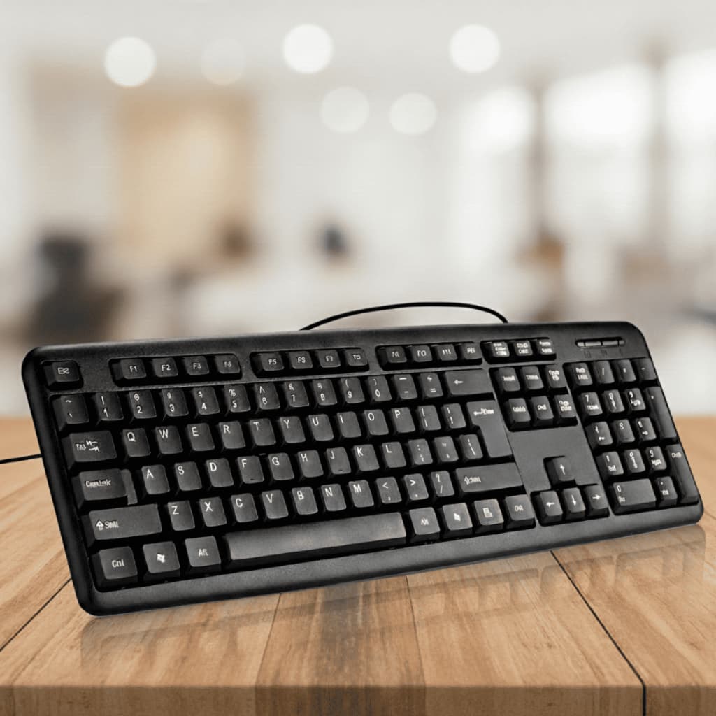 Teclado para Escritório Preto com Fio Teclas Silenciosas