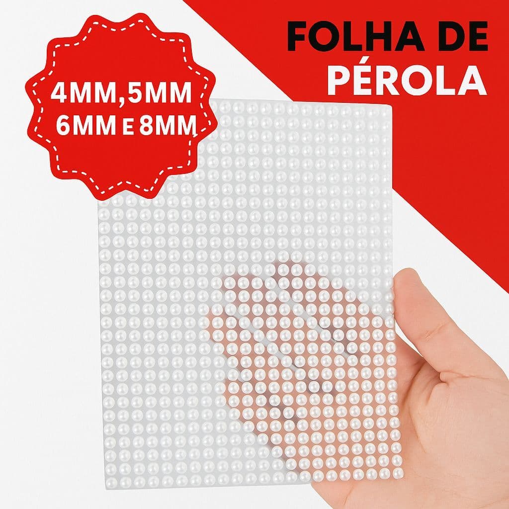 Cartela Meia Pérola Adesiva 4mm 5mm 6mm 8mm Autocolante Laço Tiara Roupa Chinelo Artesanato Noiva