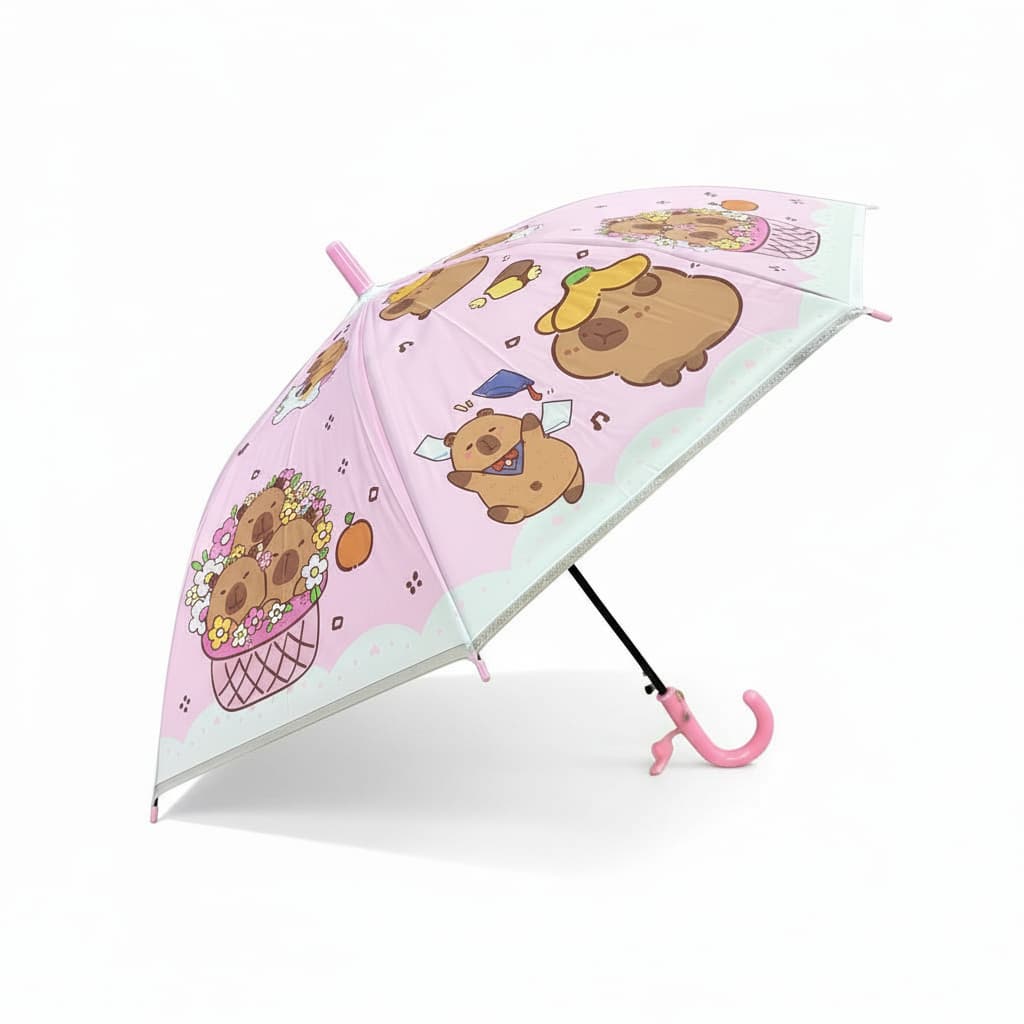 Guarda-Chuva Infantil Menina Capivara Estampa Fofa Transparente Leve e Resistente Escolar