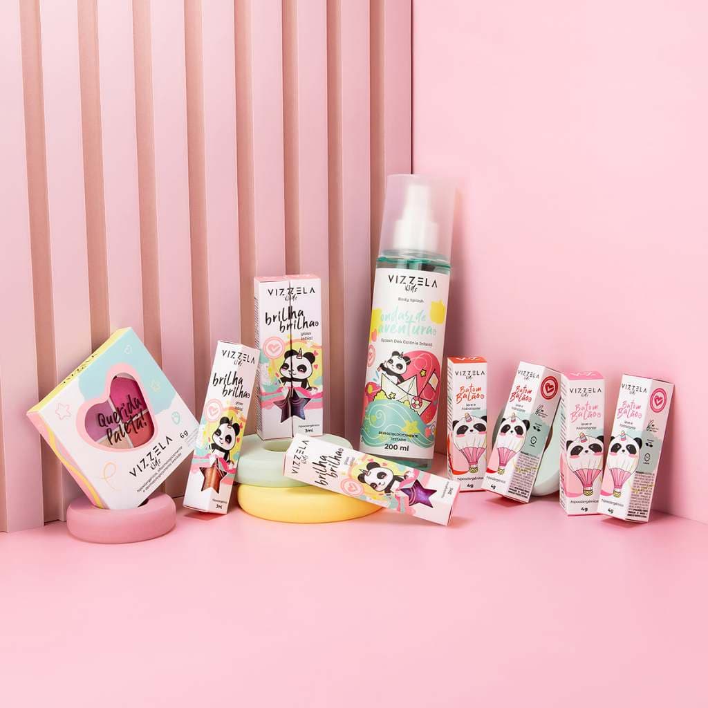 Sombras Querida Paleta Infantil Hipoalergênica Cintilante Vegano Original Vizzela