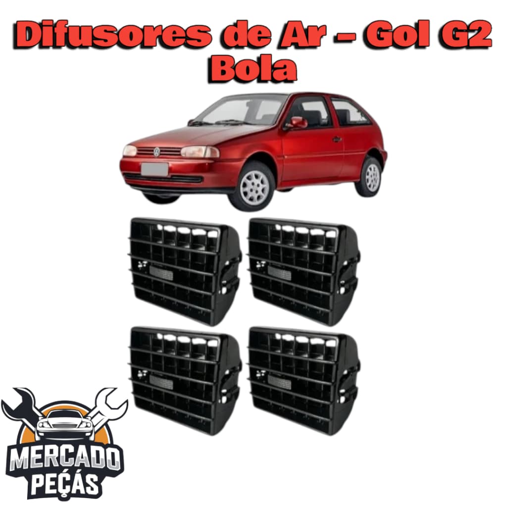 Volkswagen Gol Saveiro Parati Bola G2 1995 a 2005 Difusor Saída Ar Painel Preto Par ou Unidade