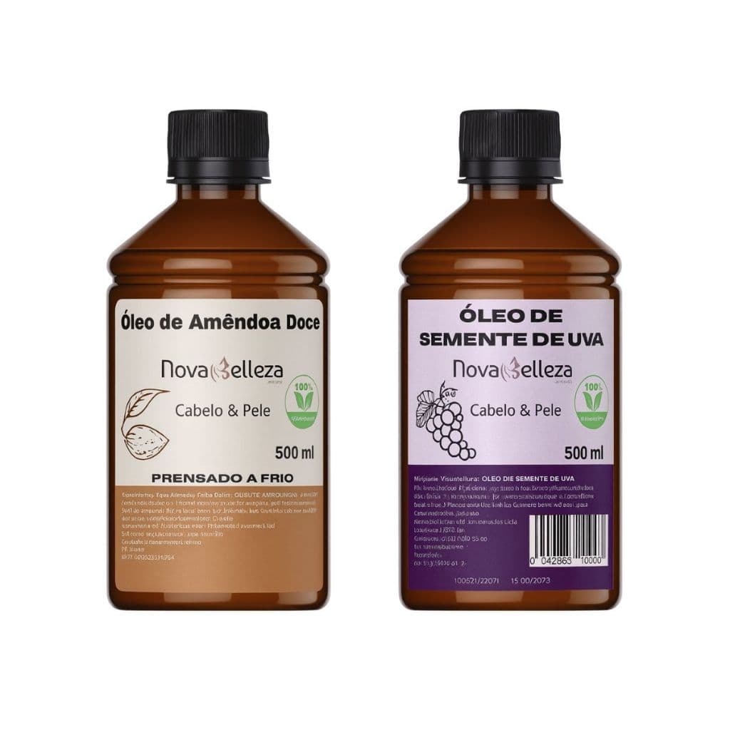 Óleo Carreador Vegetal 100% Puro Semente de Uva e Amêndoa Doce para umectação do Cabelo e Massagem