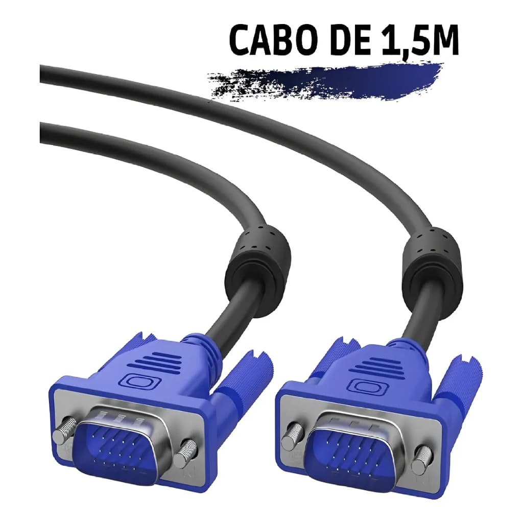 Cabo Vga Para Monitor Macho Lcd Pc Câmeras 1,5 Metro