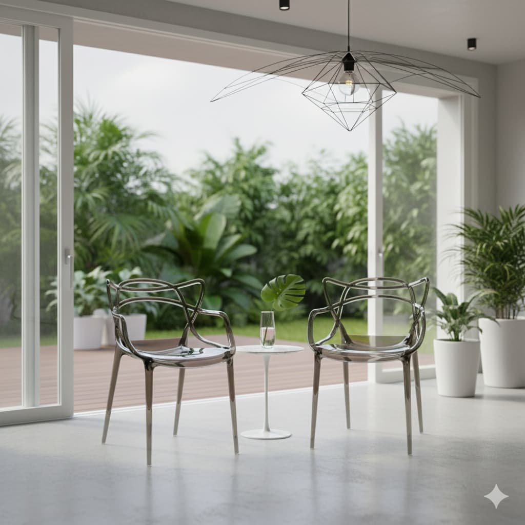 Kit 2 Cadeiras Allegra Fumê Design Moderno para Área Gourmet e Varanda - Seat&co