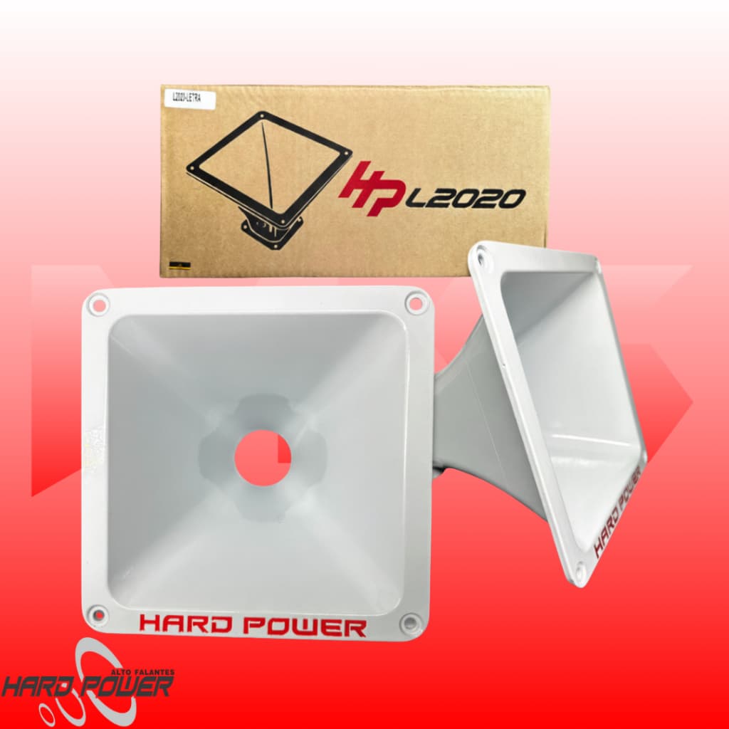 Kit 2 Corneta Lente Cone Jarrão Hp2020 Hard Power Hp 2 Polegadas Pol Logo Vermelha Branco Lançamento
