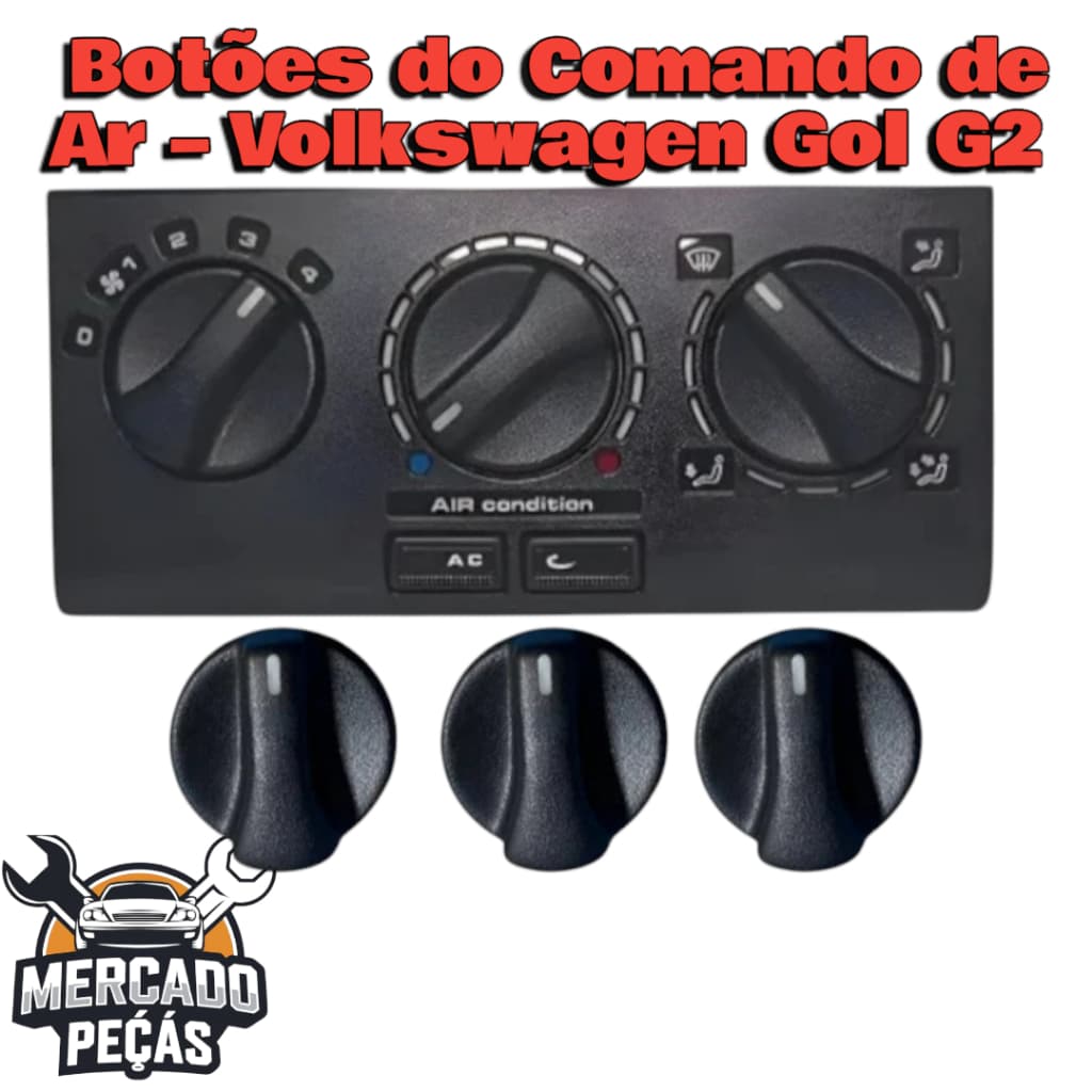 Volkswagen Gol G2 Bola 1994 a 1999 Botões Comando Ar Painel Encaixe Perfeito 1 2 ou 3 Botões