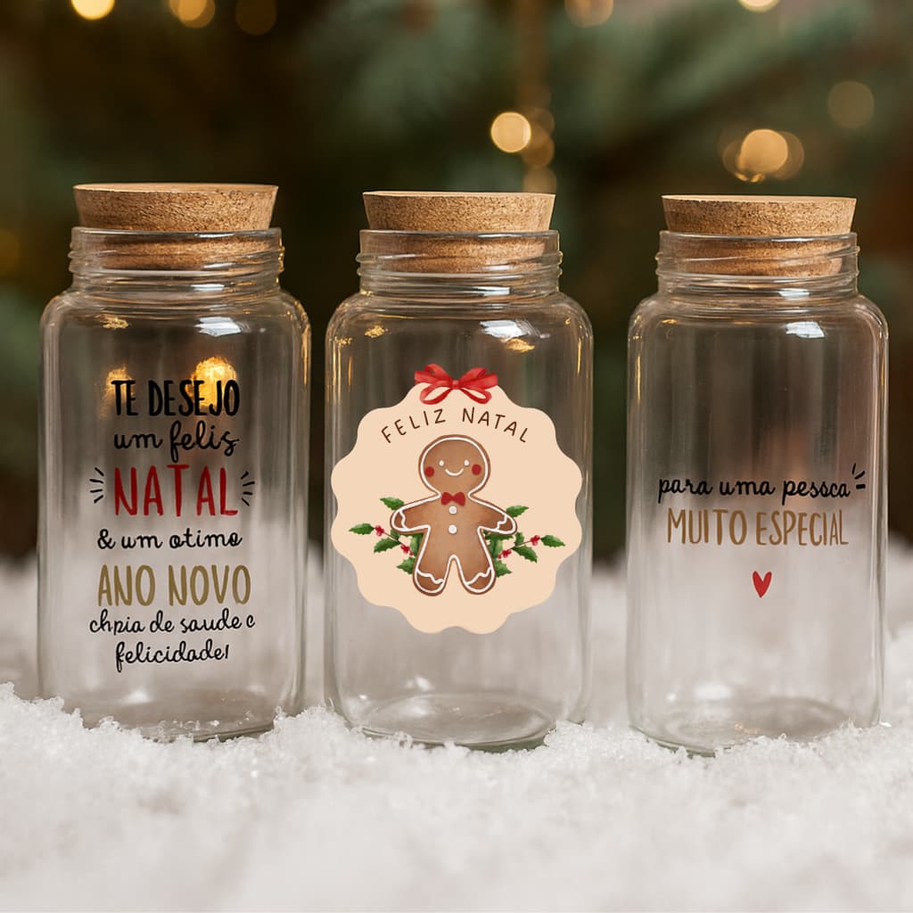 Potes de Vidro Natalinos 810ml | Lembrancinha, Presente de Natal, Biscoitos