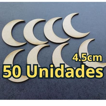 🌙 Kit 50 Luas Crescentes em MDF Cru - 4,5cm 🌙 Festa / Aniversário / Decoração / Artesanato