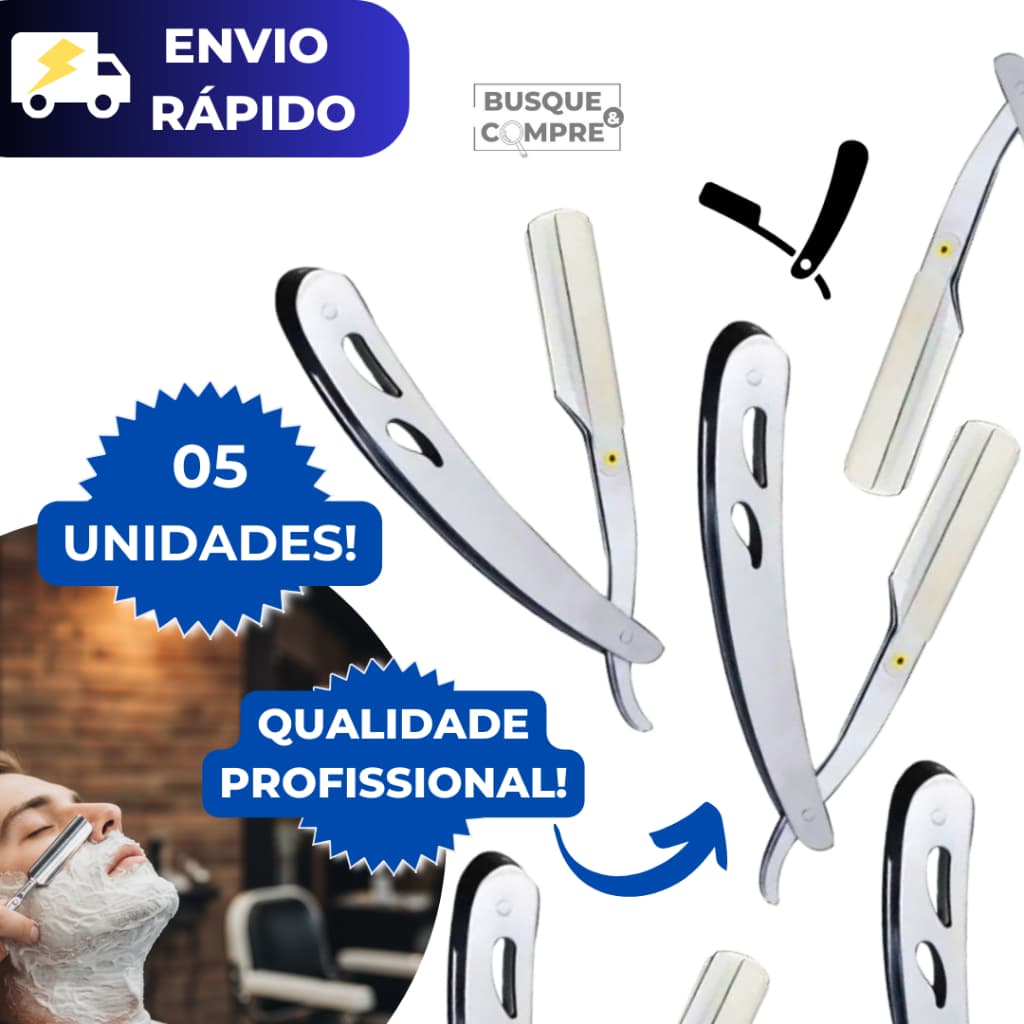 5 Navalhete Profissional para Barbear Metálico Barbearia Navalha Cortes de Cabelo Corte Afiado Metal