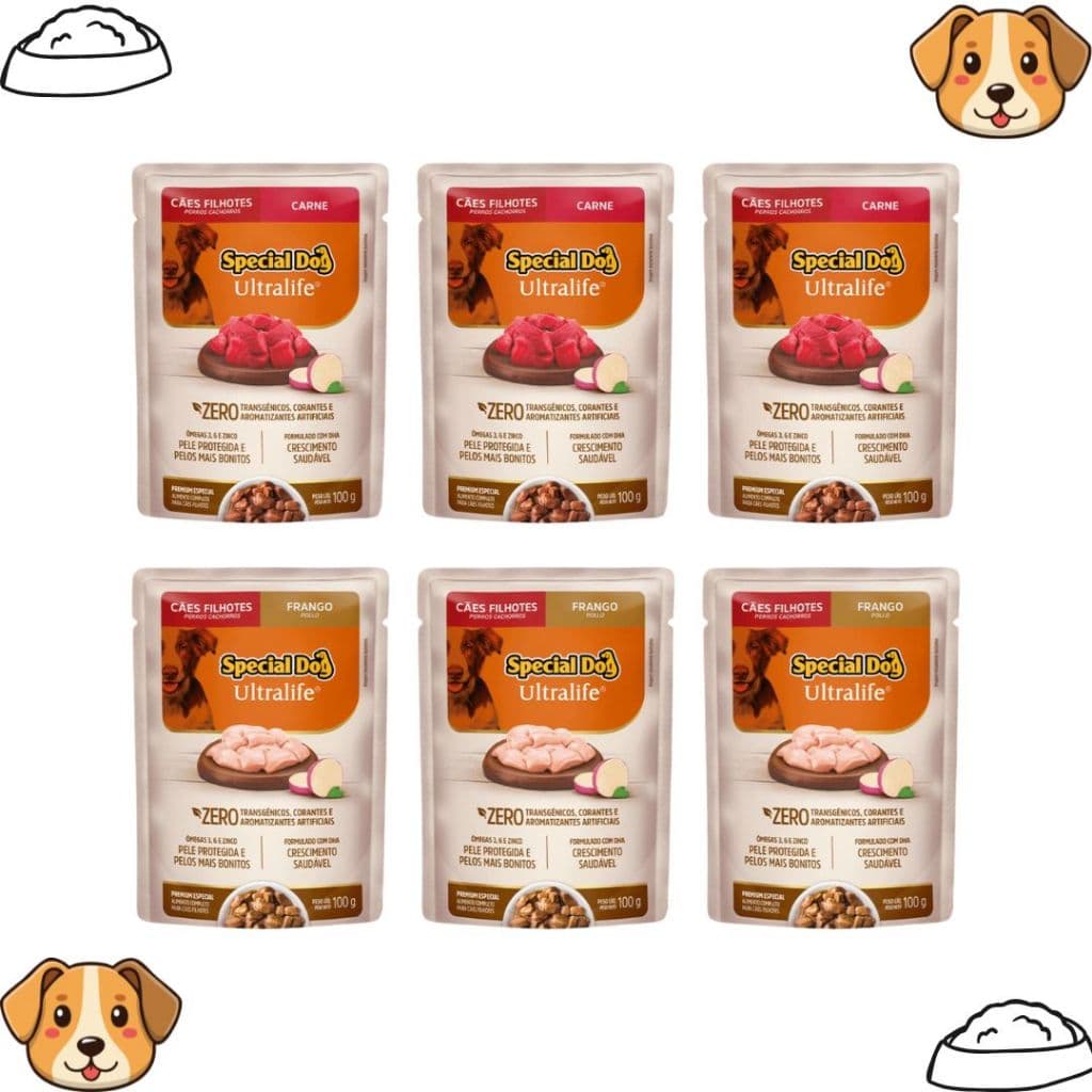 Kit 3 Unidades de Sachê Para Cachorros Filhotes Ultralife 100g Cada - Special Dog