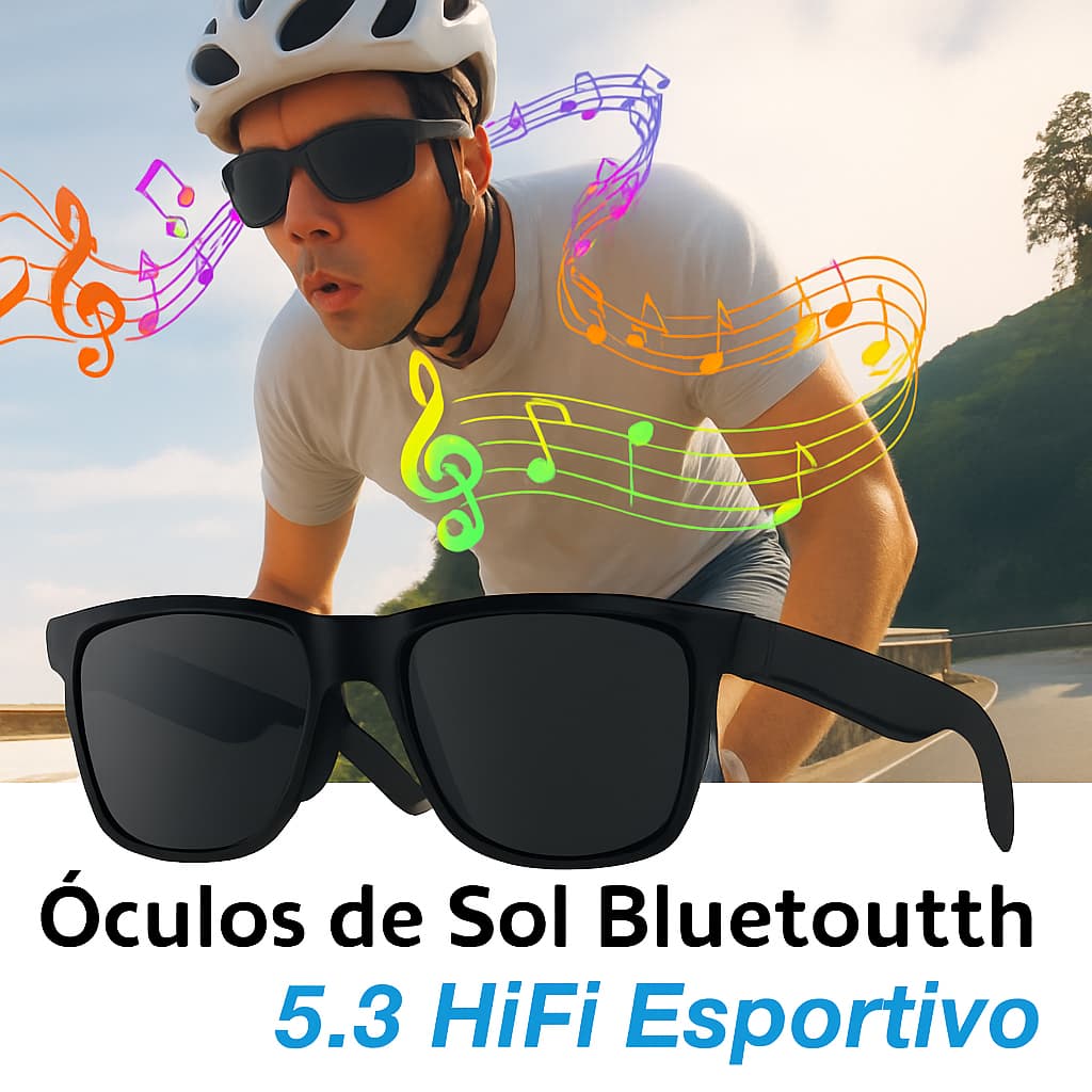 FUSHANG Óculos de Sol com Fone Bluetooth – Música HD, UV400, Portátil