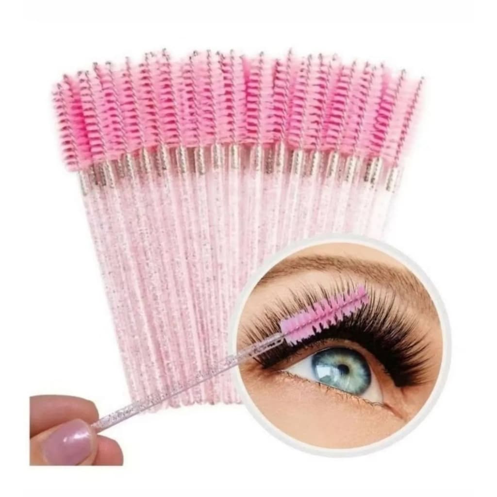 500 Escovinha para sobrancelhas e cilios glitter rosa ou preta profissional