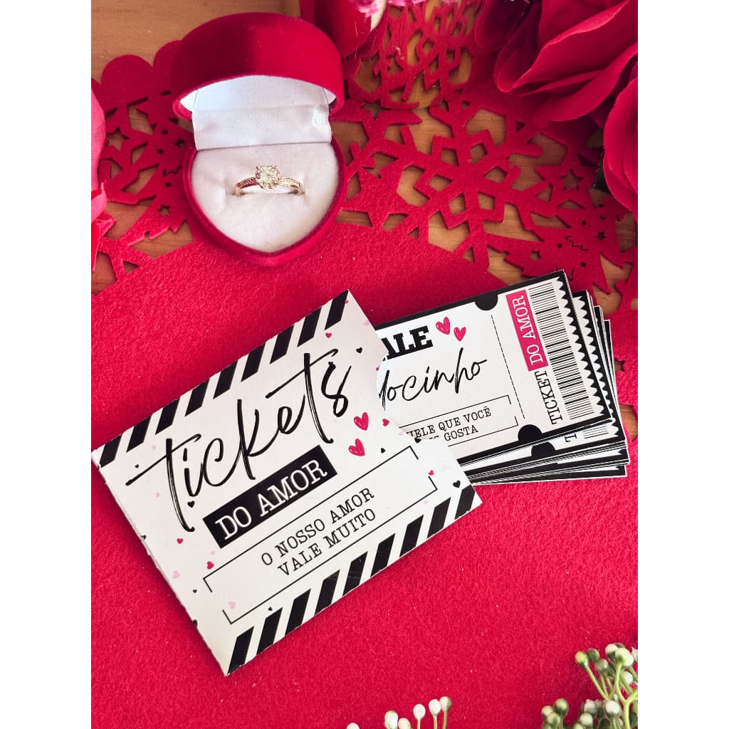 Kit 12 Tickets do Amor - Lembrancinha, Presente, Natal, Namorado, Namorada..