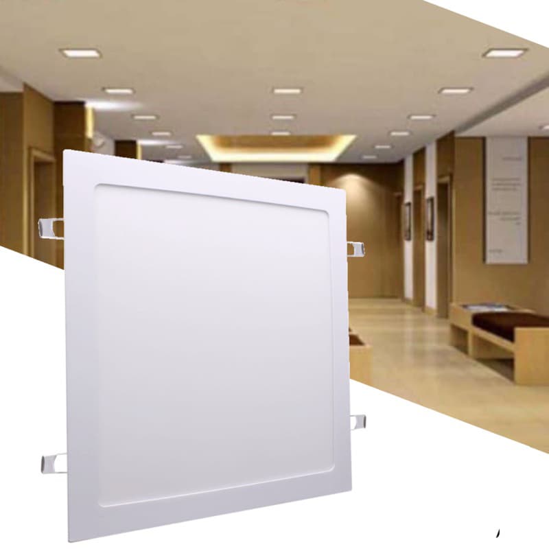 Kit Painel Led Plafon Quadrado 18W Embutir 22x22cm Bivolt Slim Baixo Consumo