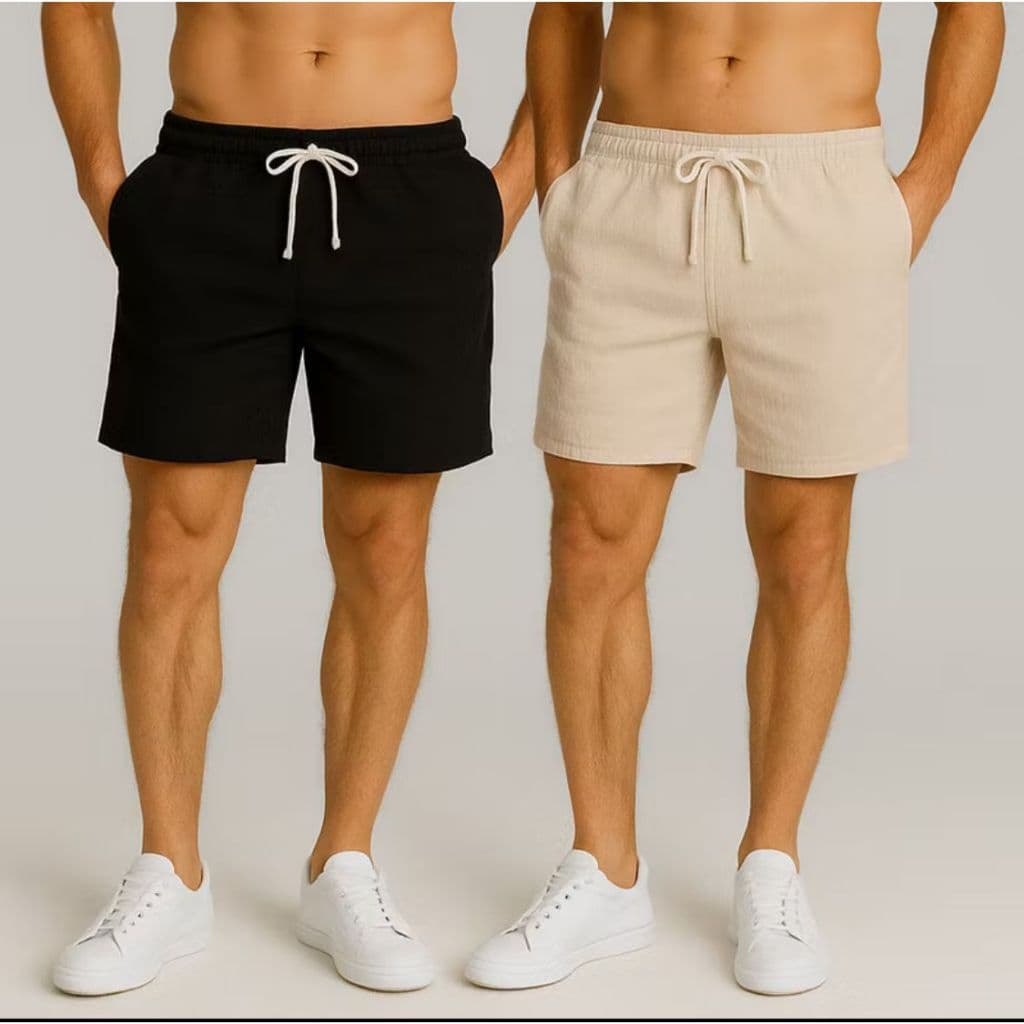 Kit 2 Shorts Linho Masculina Bermuda Estilo Mauricinho Leve Combo Econômico
