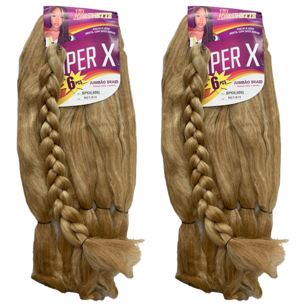 Kit 2 Cabelo Jumbo Cor M27/613  Jumbão  X 800 gramas - Jumbo para Trança Box Braids Boxeadora Nagô Twist Dread