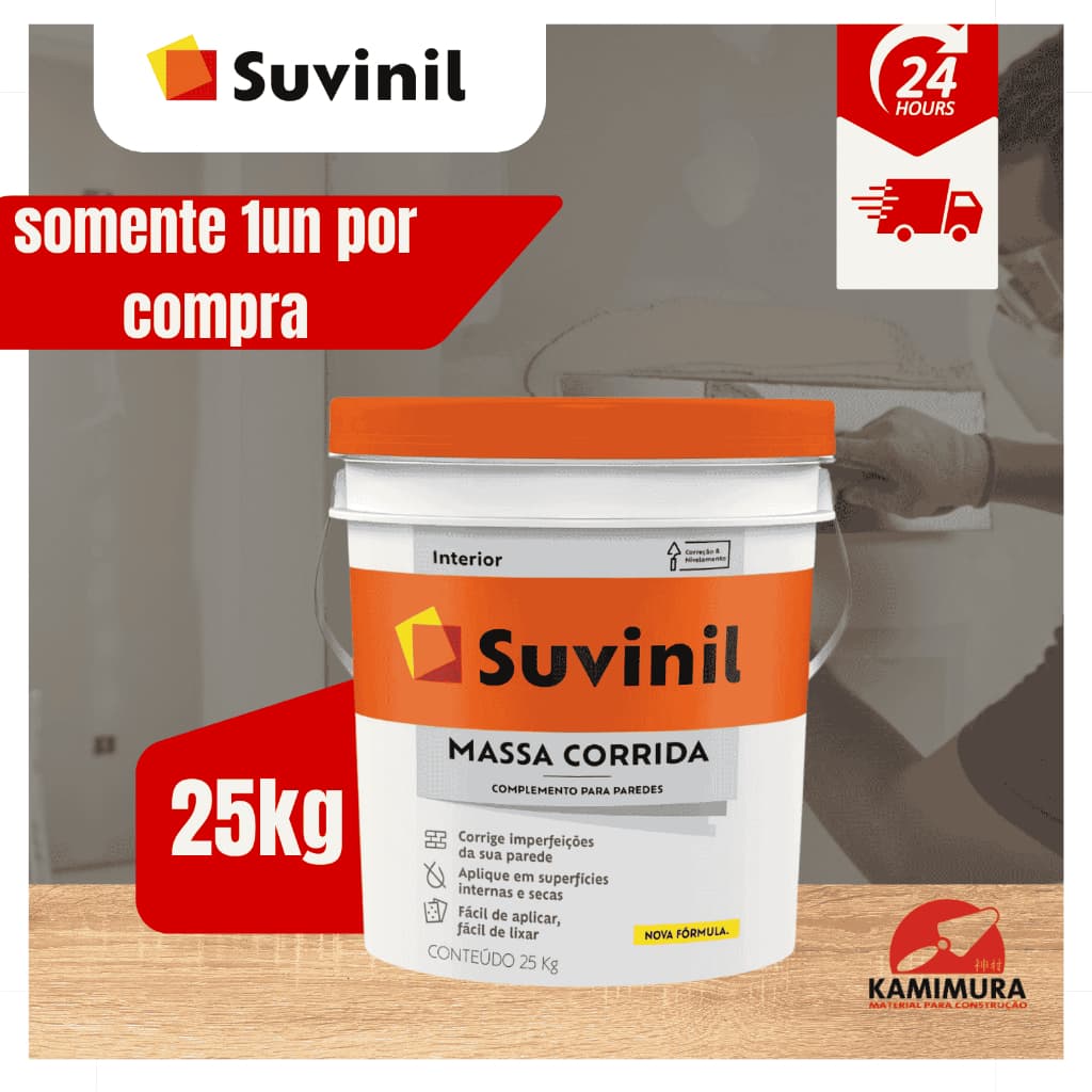 Massa Corrida 25kg Parede Suvinil Massa PVA Tapa furo Suvinil
