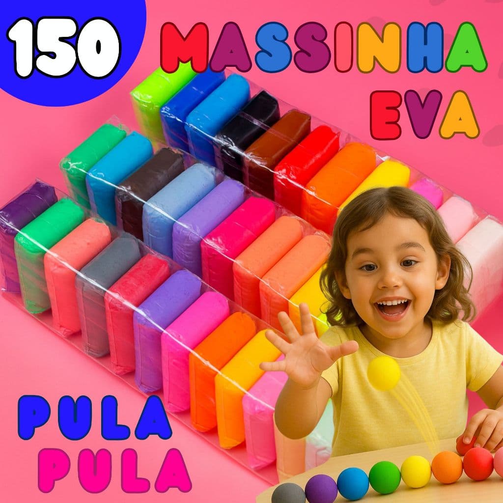 Kit 150 Massa EVA Massinha Modelar Pula Pula Lembrancinha de Aniversário 10 Cores
