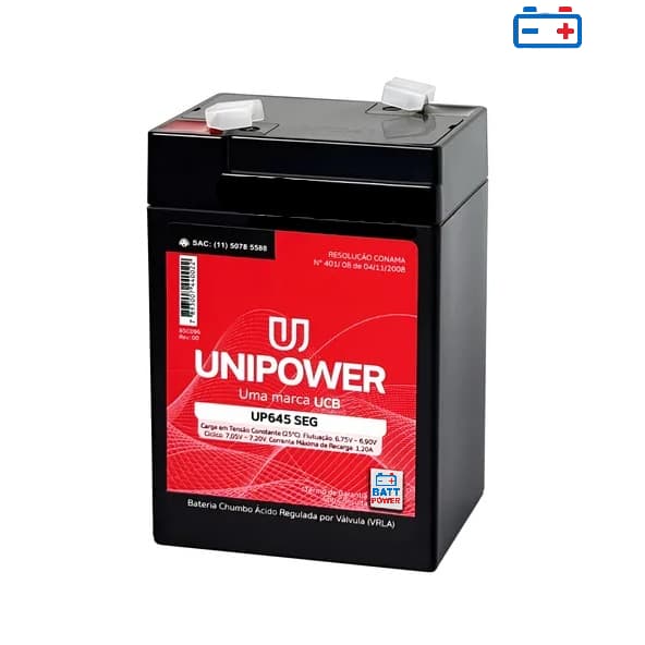 Bateria 6v 4,5Ah Para Cerca Elétrica, Iluminação de Emergência e/ou Alarmes