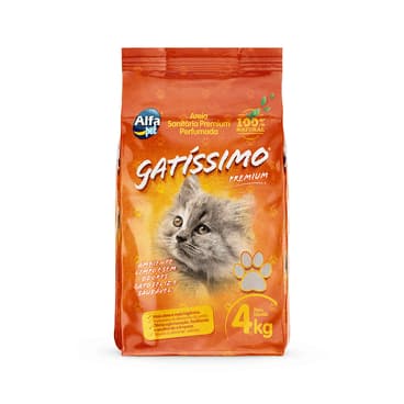 AREIA SANITÁRIA ALFAPET GATISSIMO PREMIUM PERFUMADA PARA GATOS 4KG