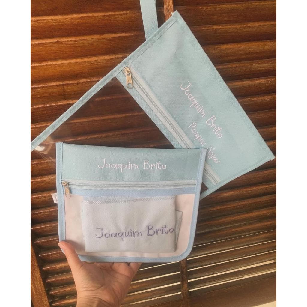 Saco Organizador Infantil Personalizado com Nome  bordado + Saco de Higiene com Toalha