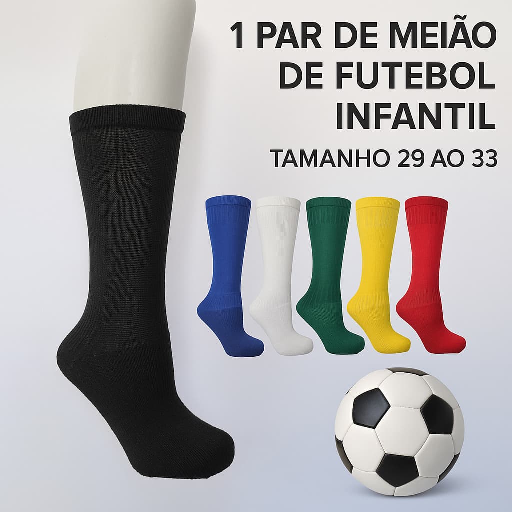 Par Meiao de Futebol Infantil Jogador Profissional Meia de Futebol pra Canela Tam 29 ao 33