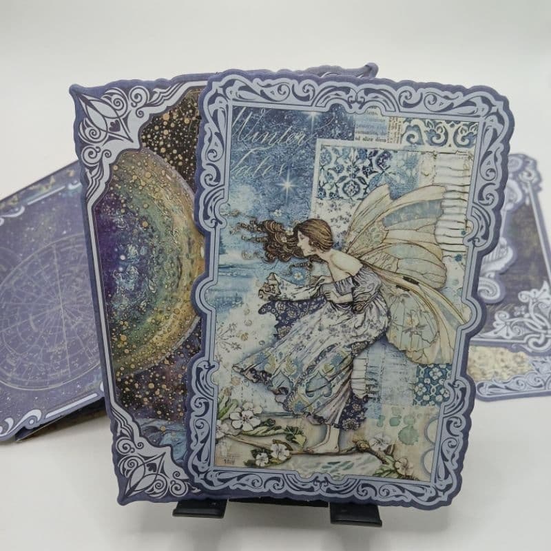 20 folhas estampadas esotérico azul scrapbook